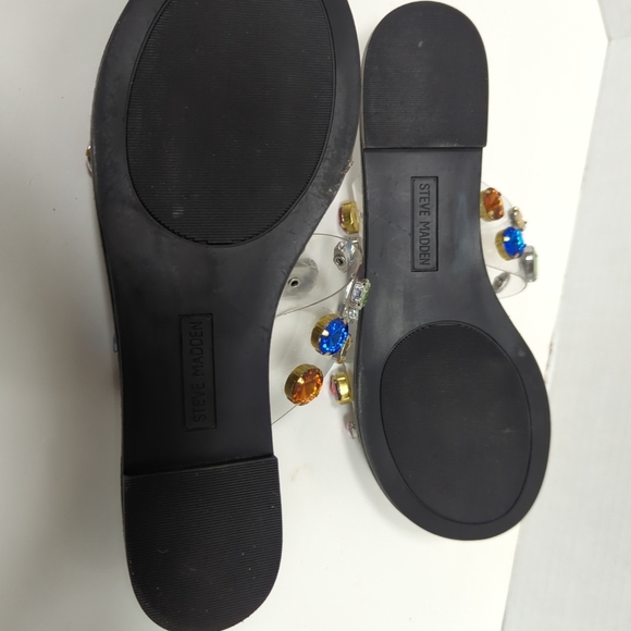 Steve Madden Runway Clear Lucite Slides Jeweled Rhinestone Y2K Bling - Picture 9 of 9